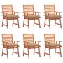 Garden dining chairs and cushions 6 units solid acacia wood by , Garden chairs - Ref: Foro24-3078365, Price: 405,37 €, Discou...