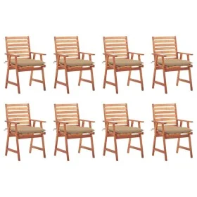 Garden dining chairs and cushions 8 units solid acacia wood by , Garden chairs - Ref: Foro24-3078392, Price: 552,28 €, Discou...