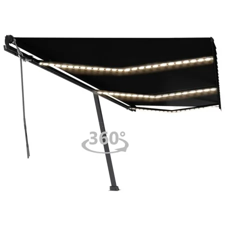 Manual retractable awning with anthracite gray LED light 600x350 cm by , Awnings - Ref: Foro24-3069884, Price: 726,88 €, Disc...