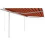 Automatic retractable awning with orange and brown poles 4x3.5 m by , Awnings - Ref: Foro24-3070030, Price: 618,99 €, Discoun...