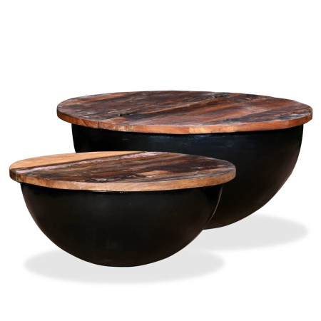 Set aus 2 schalenförmigen Couchtischen aus schwarzem Recyclingholz von , Couchtisch - Ref: Foro24-245257, Preis: 140,95 €, Ra...