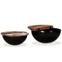 Set aus 2 schalenförmigen Couchtischen aus schwarzem Recyclingholz von , Couchtisch - Ref: Foro24-245257, Preis: 139,97 €, Ra...
