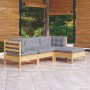 Gartenmöbel-Set 4-teilig und Kissen aus Kiefernholz von , Gartensets - Ref: Foro24-3096345, Preis: 311,78 €, Rabatt: %