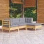 Juego de muebles de jardín 4 pzas y cojines madera de pino de , Conjuntos de jardín - Ref: Foro24-3096345, Precio: 295,77 €, ...