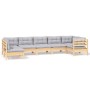 Gartenmöbel-Set 7-teilig und Kissen aus grauem Kiefernholz von , Gartensets - Ref: Foro24-3096429, Preis: 534,84 €, Rabatt: %