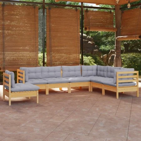 Garden furniture set 7 pieces and cushions solid pine wood by , Garden sets - Ref: Foro24-3096718, Price: 543,87 €, Discount: %