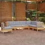 Garden furniture set 7 pieces and cushions solid pine wood by , Garden sets - Ref: Foro24-3096718, Price: 543,87 €, Discount: %