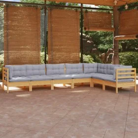 Garden furniture set 7 pieces and cushions solid pine wood by , Garden sets - Ref: Foro24-3096694, Price: 543,87 €, Discount: %