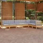 Garden furniture set 7 pieces and cushions solid pine wood by , Garden sets - Ref: Foro24-3096694, Price: 543,87 €, Discount: %
