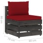Sectional central sofa with gray impregnated wood cushions by vidaXL, Modular outdoor sofas - Ref: Foro24-3068129, Price: 100...
