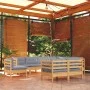 Garden furniture set 9 pieces and cushions solid pine wood by , Garden sets - Ref: Foro24-3096766, Price: 733,37 €, Discount: %
