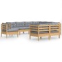 Garden furniture set 9 pieces and cushions solid pine wood by , Garden sets - Ref: Foro24-3096766, Price: 777,56 €, Discount: %
