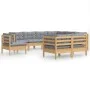 Garden furniture set 9 pieces and cushions solid pine wood by , Garden sets - Ref: Foro24-3096766, Price: 733,37 €, Discount: %