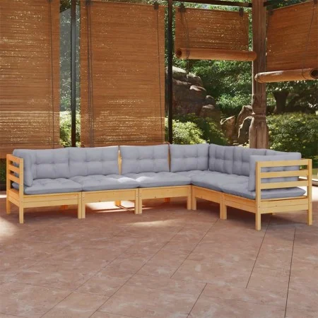 Garden furniture set 6 pieces and cushions solid pine wood by , Garden sets - Ref: Foro24-3096682, Price: 488,14 €, Discount: %
