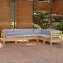 Garden furniture set 6 pieces and cushions solid pine wood by , Garden sets - Ref: Foro24-3096682, Price: 488,14 €, Discount: %