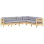 Garden furniture set 6 pieces and cushions solid pine wood by , Garden sets - Ref: Foro24-3096682, Price: 488,14 €, Discount: %