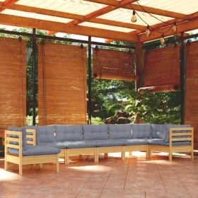 Garden furniture set 8 pieces and cushions solid pine wood by , Garden sets - Ref: Foro24-3096730, Price: 668,53 €, Discount: %