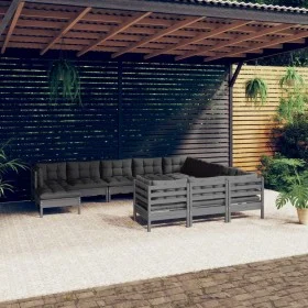 Gartenmöbel 11-teilig und Kissen aus grauem Kiefernholz von , Gartensets - Ref: Foro24-3097045, Preis: 937,02 €, Rabatt: %