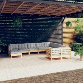 Garden furniture set 10 pieces and pine wood cushions by , Garden sets - Ref: Foro24-3097030, Price: 774,52 €, Discount: %