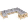 Juego de muebles de jardín 10 pzas y cojines madera de pino de , Conjuntos de jardín - Ref: Foro24-3097030, Precio: 755,26 €,...