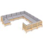 Gartenmöbel 12 Stück und Kissen aus grauem Kiefernholz von , Gartensets - Ref: Foro24-3097066, Preis: 905,16 €, Rabatt: %