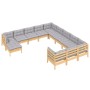 Gartenmöbel 12 Stück und Kissen aus grauem Kiefernholz von , Gartensets - Ref: Foro24-3097066, Preis: 905,16 €, Rabatt: %