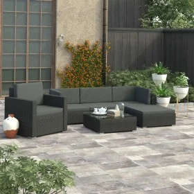 6-piece garden furniture set and black synthetic rattan cushions by vidaXL, Garden sets - Ref: Foro24-46754, Price: 630,87 €,...