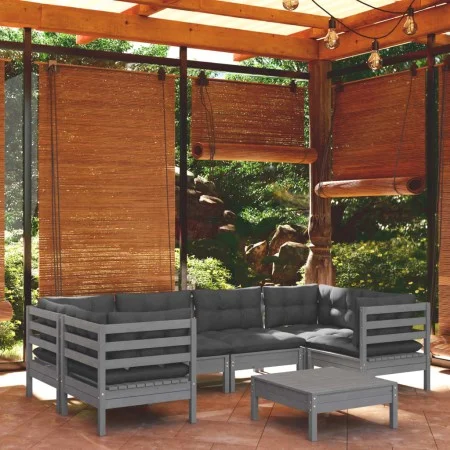 Gartenmöbel-Set 7-teilig und Kissen aus grauem Kiefernholz von , Gartensets - Ref: Foro24-3097303, Preis: 584,59 €, Rabatt: %