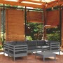 Garden furniture set 7 pieces and gray pine wood cushions by , Garden sets - Ref: Foro24-3097303, Price: 584,67 €, Discount: %
