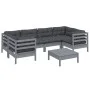 Gartenmöbel-Set 7-teilig und Kissen aus grauem Kiefernholz von , Gartensets - Ref: Foro24-3097303, Preis: 584,59 €, Rabatt: %