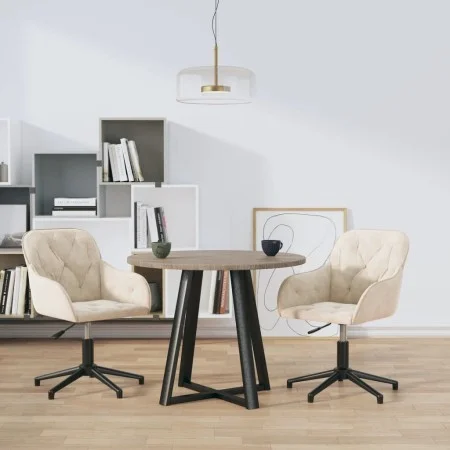Sillas de comedor giratorias 2 uds terciopelo crema de , Sillas de comedor - Ref: Foro24-3103386, Precio: 180,51 €, Descuento: %
