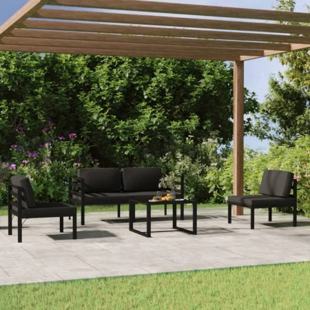 Garden furniture set 5 pieces and anthracite gray aluminum cushions by , Garden sets - Ref: Foro24-3107788, Price: 591,06 €, ...
