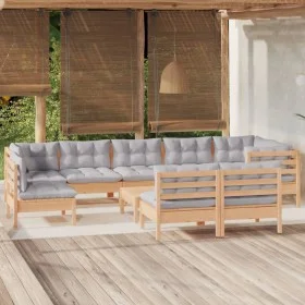 Garden furniture set 10 pieces and cushions solid pine wood by , Garden sets - Ref: Foro24-3096483, Price: 779,75 €, Discount: %