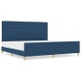 Estructura de cama con cabecera Azul 200 x 200 cm tela