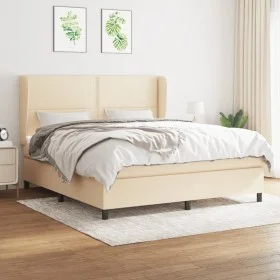 Box spring bed with cream fabric mattress 160x200 cm by , Beds and slatted bases - Ref: Foro24-3127898, Price: 568,71 €, Disc...