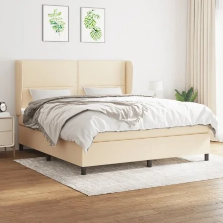 Box spring bed with cream fabric mattress 160x200 cm by , Beds and slatted bases - Ref: Foro24-3127898, Price: 568,87 €, Disc...
