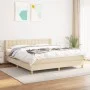 Cama box spring con colchón tela color crema 180x200 cm de , Camas y somieres - Ref: Foro24-3130614, Precio: 577,40 €, Descue...