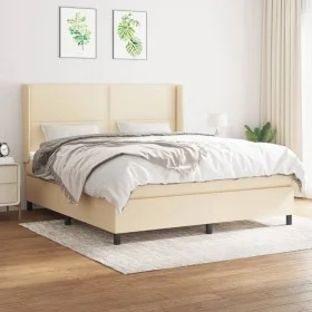 Box spring bed with cream fabric mattress 180x200 cm by , Beds and slatted bases - Ref: Foro24-3131374, Price: 619,21 €, Disc...