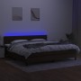 Cama box spring colchón luces LED tela marrón oscuro 200x200 cm de , Camas y somieres - Ref: Foro24-3133344, Precio: 591,21 €