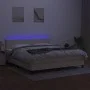 Box spring bed mattress and LED lights cream fabric 180x200 cm by , Beds and slatted bases - Ref: Foro24-3133338, Price: 560,...