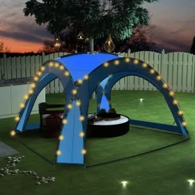 Party tent with LED and 4 side walls blue 3.6x3.6x2.3m by vidaXL, Tents and gazebos - Ref: Foro24-92236, Price: 140,51 €, Dis...