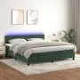 Box spring bed with mattress and LED dark green velvet 180x200cm by , Beds and slatted bases - Ref: Foro24-3134300, Price: 55...