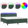 Box spring bed with mattress and LED dark green velvet 180x200cm by , Beds and slatted bases - Ref: Foro24-3134300, Price: 55...