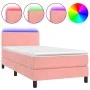 Box spring bed with mattress and LED pink velvet 100x200 cm by , Beds and slatted bases - Ref: Foro24-3134272, Price: 295,02 ...