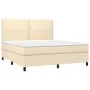 Box spring bed mattress and LED lights cream fabric 160x200 cm by , Beds and slatted bases - Ref: Foro24-3134810, Price: 564,...