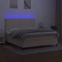 Box spring bed mattress and LED lights cream fabric 160x200 cm by , Beds and slatted bases - Ref: Foro24-3134810, Price: 564,...