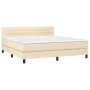 Box spring bed with cream fabric mattress 160x200 cm by , Beds and slatted bases - Ref: Foro24-3140150, Price: 494,45 €, Disc...