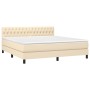Box spring bed with cream fabric mattress 180x200 cm by , Beds and slatted bases - Ref: Foro24-3140318, Price: 580,80 €, Disc...