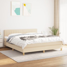 Boxspringbett mit cremefarbener Stoffmatratze 180x200 cm von , Betten und Lattenroste - Ref: Foro24-3140798, Preis: 577,32 €,...