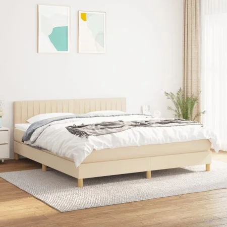 Box spring bed with cream fabric mattress 180x200 cm by , Beds and slatted bases - Ref: Foro24-3140798, Price: 562,47 €, Disc...